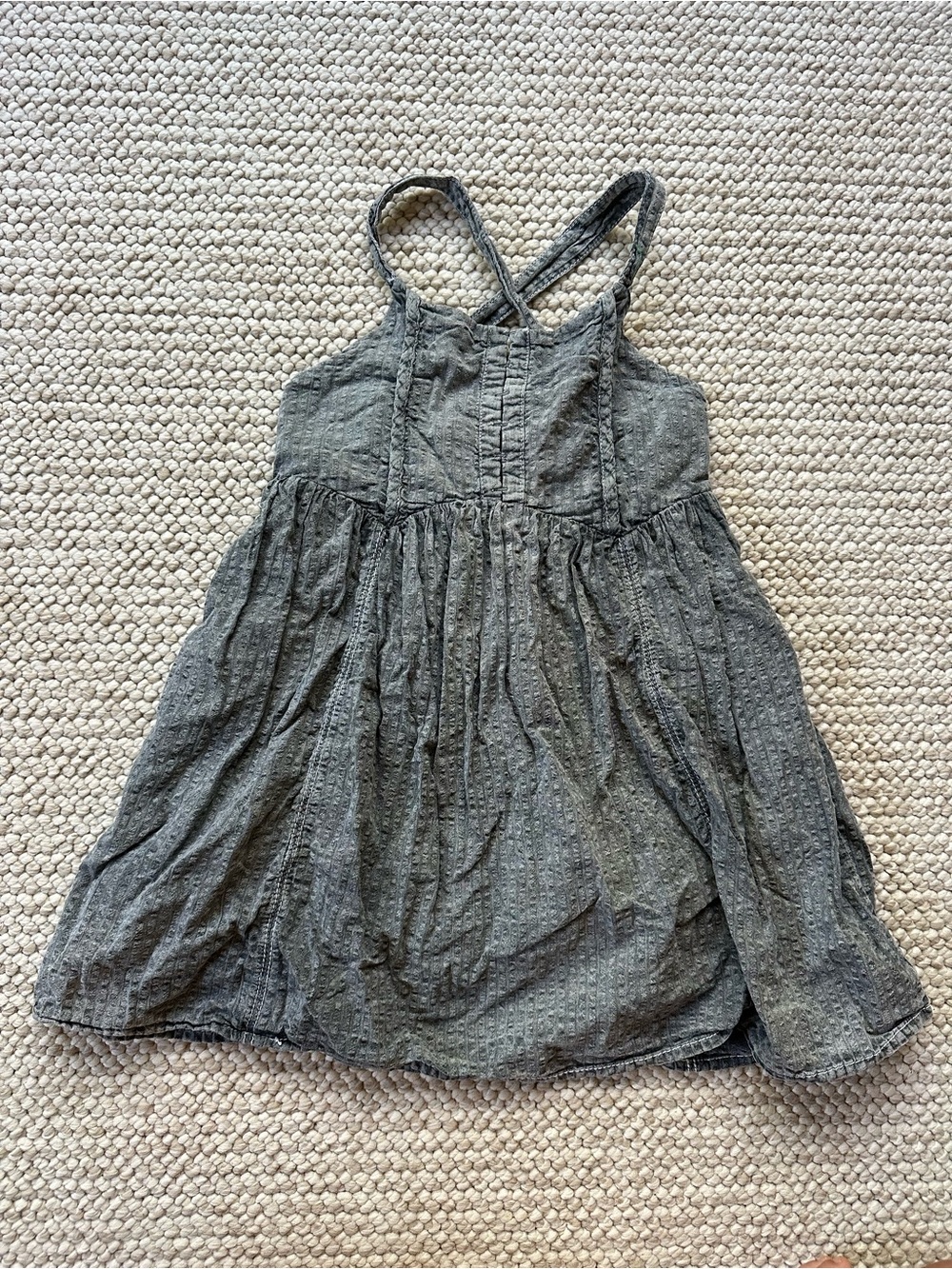 Zara Gray Textured Sundress for Girls